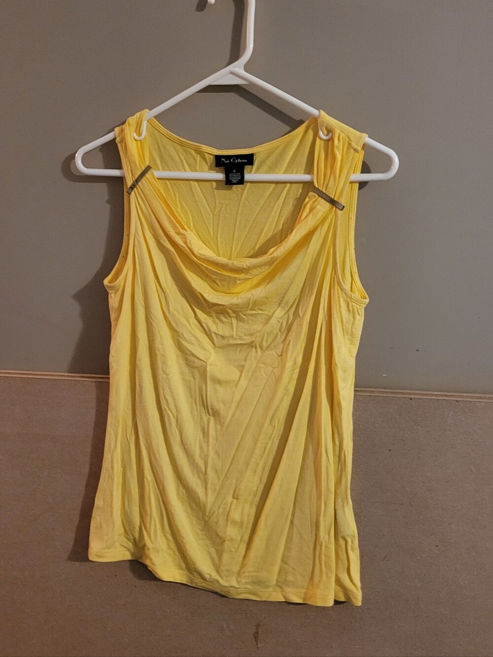 Nue Options Yellow Draped Cowl Neck Sleeveless Top